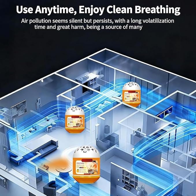 Indoor Air Purification Cooking Removal Magic Box, Multi-Functional Air Magic Box, Plant Extract Formula, Long-Lasting Kitchen Oil Absorbing Freshener for Kitchen and Living Room (Orange 1pcs)