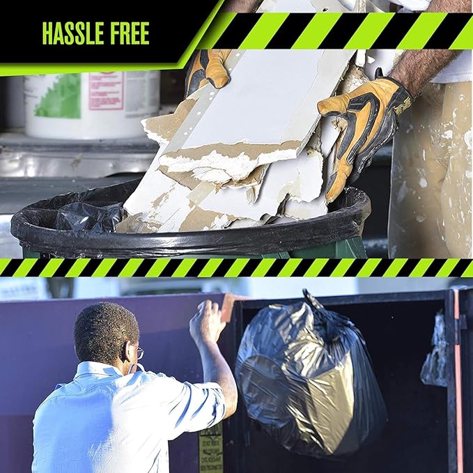 Heavy Duty 45 Gallon Trash Bags - (Huge 400 Pack/w Flap Ties) - 2.0 MIL (Equivalent) 40" x 46" Star Seal Bottom Thick Garbage Bags for Contractors, Lawn, Leaf, Yard Waste Commercial Kitchen