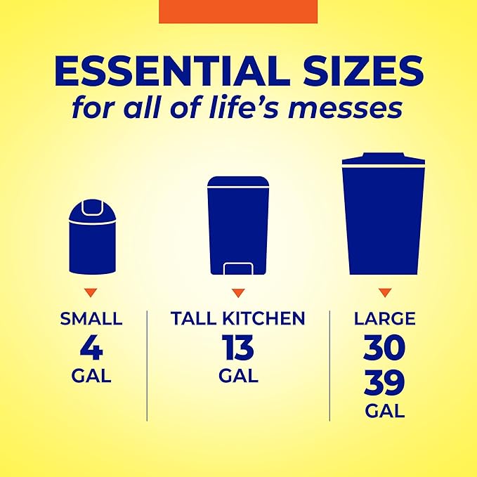 Hefty Essentials Flap Tie 4 Gallon Trash Bags, 80 Count, Small Scented Trash Bags for Bathrooms, Bedrooms, Dorm Rooms, Home Offices, and More, Fresh Linen Scent, White
