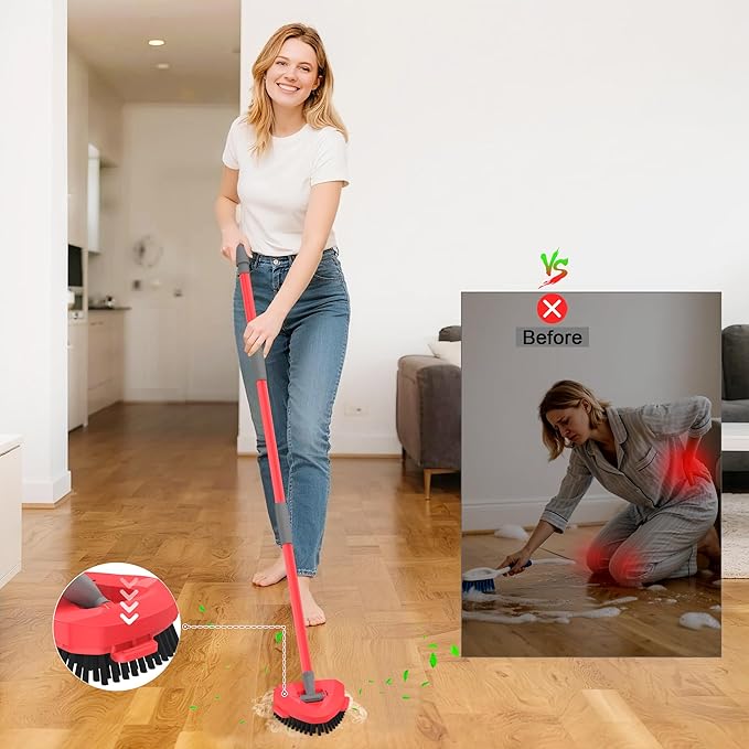 Aifacay Upgrade 2 Pcs Scrubber Mop Heads Replacements - More Bristles Spin Mop Scrub Brush Head Compatible with O Cedar RinseClean 2 Tank, Mop Head Attachment for Kitchen & Bathroom Deep Cleaning