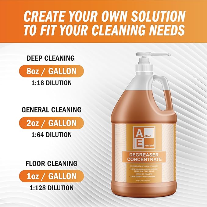 Degreaser Concentrate - Heavy Duty - Makes 128 Gallons of Cleaner- Commercial Kitchen Strength - Removes Tough Grease, Grime and Food Soils - Restaurant Floor Degreaser