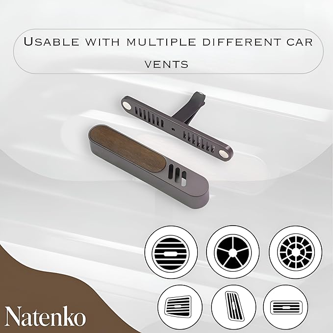 Luxury Car Air Freshener Vent Clip – Premium Wood & Metal Diffuser in Multiple Colors & Scent Kits – Reusable, Unisex for Men & Women (Premium Dark Grey, Fresh Morning)