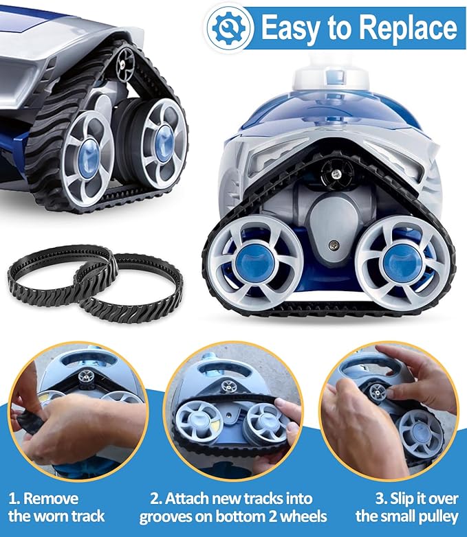 R0526100 Track Replacement Compatible with Zodiac Baracuda MX6 MX8 Elite Series Suction-Side In-ground Pool Cleaners, Heavy Duty Rubber Wheel Tire Belts (2-Pack)