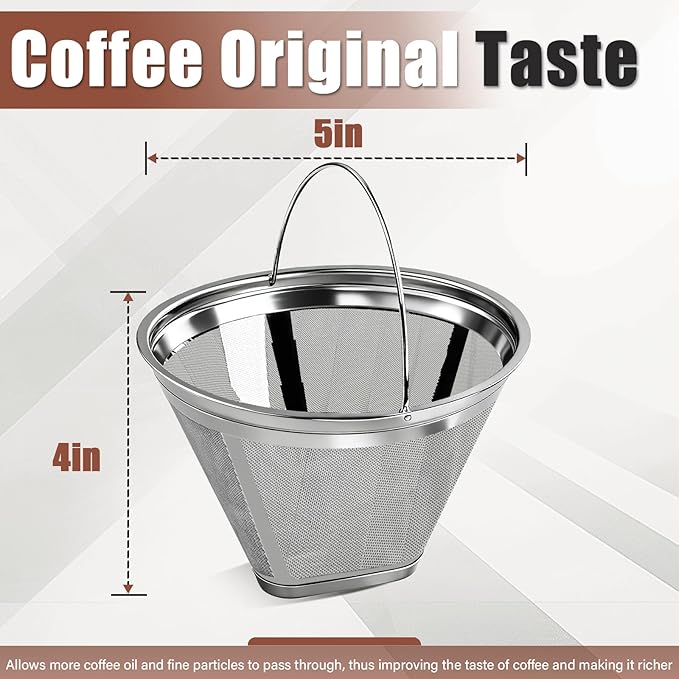 #4 Coffee Filter Reusable Coffee Filter Stainless Steel Coffee Filter Compatible with Technivorm Moccamaster KBGV KBT 79112 53923 59691 etc. Durable Stainless Steel Filter for Sustainable Brewing (2)