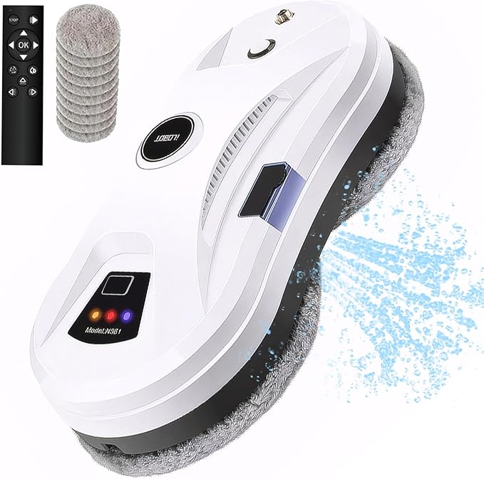 Automatic Window Cleaning Robot with Water Spray - Electric Intelligent Robot Window Cleaner Glass Cleaning with Remote Control - Smart Window Washer Robot Suction