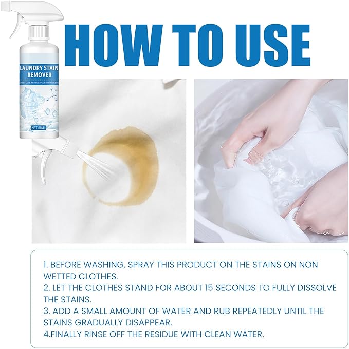 5 Bottles Clothing Emulsifier - Natural Non Ionic Stain Remover, Stains Remover For Clothes Laundry, Powerful Laundry Stain Removers Spray, No Damage Fabric Spot, Suitable For All Clothes (5)