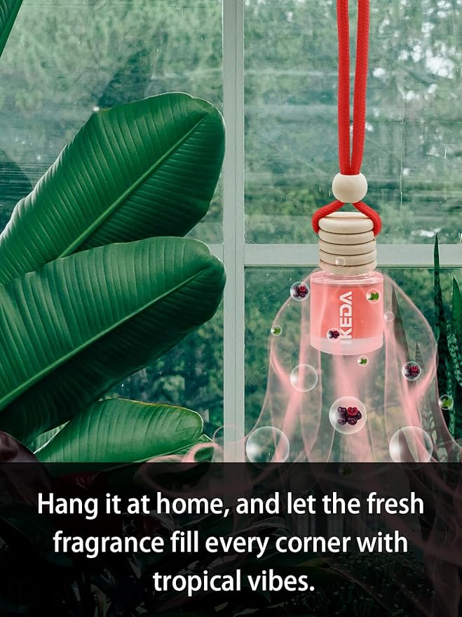 Ikeda Car Air Freshener: Hanging Car Smell Air Freshener | 10ml Hanging Car Perfume | Long Lasting Fragrance | Strong Scents Diffuser for Auto Home (Cherry|Circular)