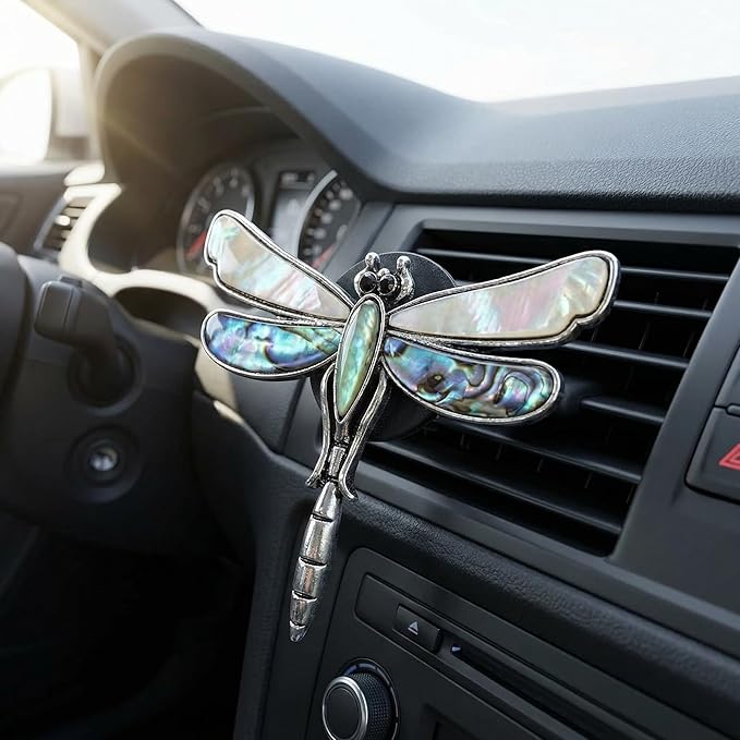 Dragonfly Car Vent Clips Cute Air Freshener Clip Accessories Decorations for Decor Iridescent Abalone Dashboard Ornament for Women