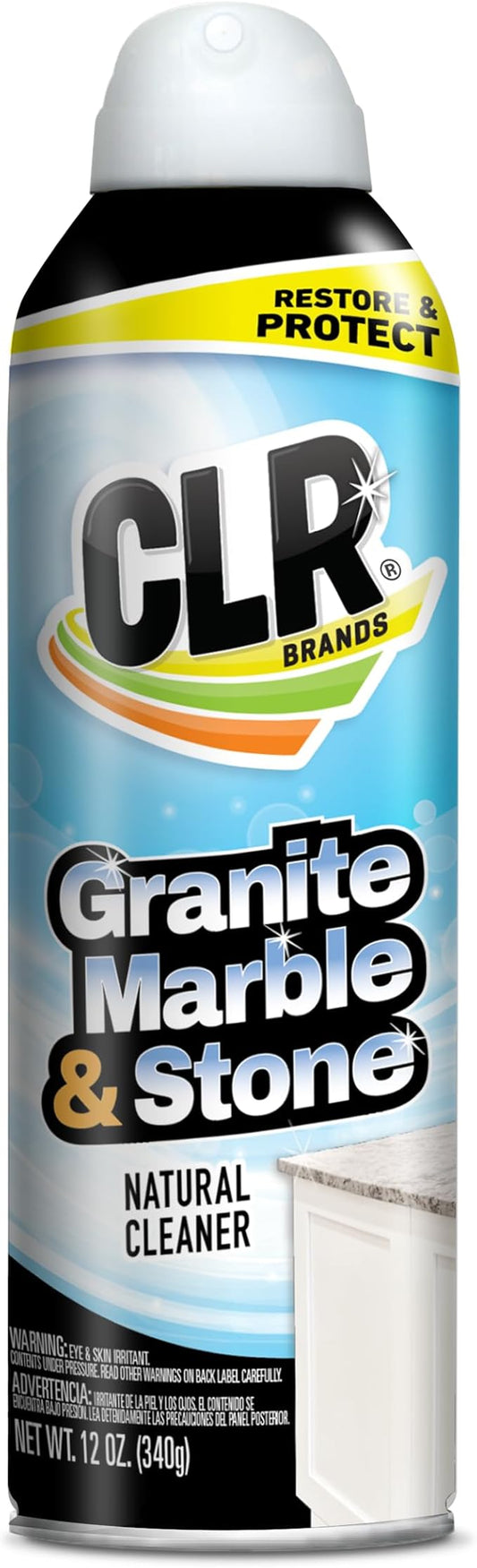 CLR Stone, Marble and Granite Cleaner - Cleans, Shines and Protects Against Spills, Food Stains, Dirt and Grime - 12 Ounce Spray Can
