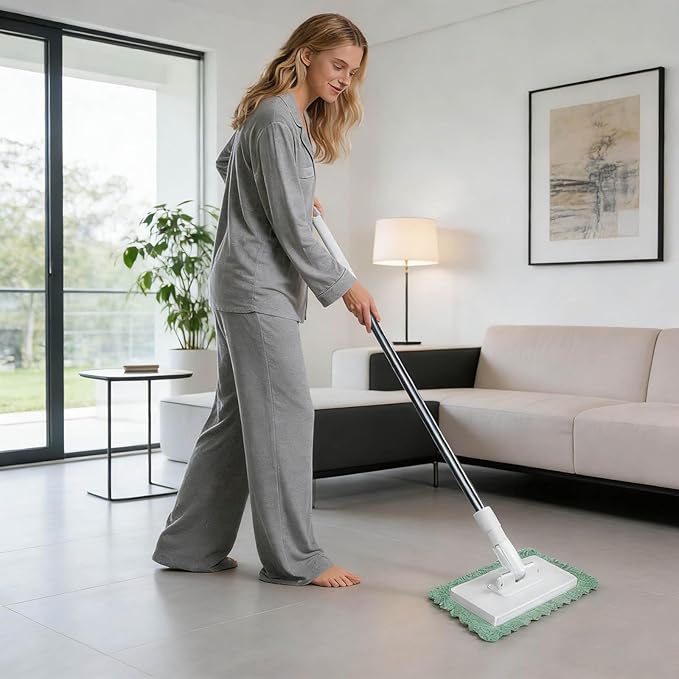 Snap Grip Mini Mop, Zero Touch Mini Mops, Retractable Gap Dust Cleaner Flat Mops with Locking Head & Sweeping Cloths, 100cm Long Handle Mopping Sweeper Stick for Multi Cleaning (1*mop+20*Cloth)