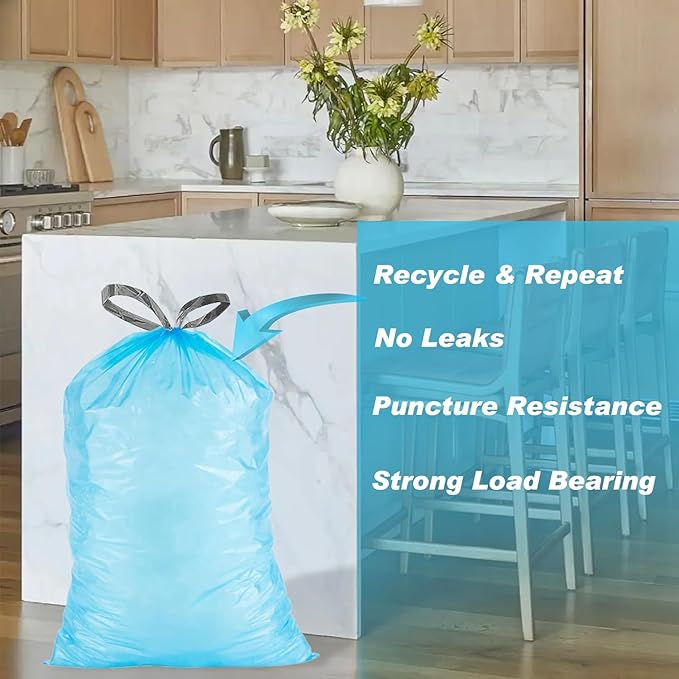 200 Count Blue & White Compatible with simpIehuman Code V Heavy Duty Trash Bags THICK Garbage Can Liners Reinforced Drawstring Trash Bags Blue 100 & White 100 TOTAL 200 Count GRAND SAVE!