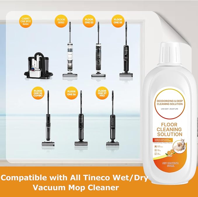 2 Packs Floor Cleaner Orange Scented Compatible with Tineco Cleaning Solution Deep Clean Residue & Streak Free, for Tineco Solution Cleaning Liquid for ALL Robotic Vacuum Mop Cleaner Solution