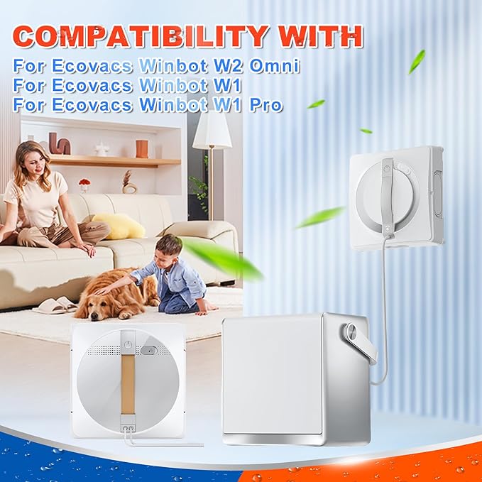 Cleaning Pads Compatible with Ecovacs Winbot W2/W2 Pro Omni W1/W1 Pro Window Vacuum Cleaning Robot Washable Reusable W2 Omni Mop Cloth W1 Mop Pad Accessories, 6 Pack