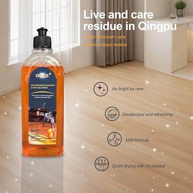 Multipurpose Floor Cleaner - Deep Stain Removal, Deodorizing & Floor Protection - Quick Drying, No Residue/Streak-Free, No Secondary Cleaning for Home Office Commercial Floors(OGAS地板清洁剂100ML)