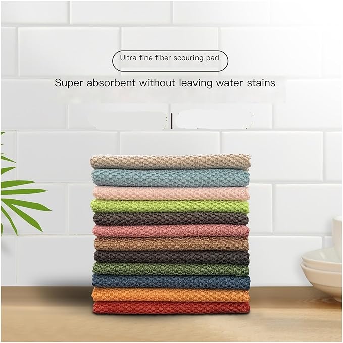 Corn Pattern Microfiber Cloths, Super Absorbent, No Shedding, Kitchen Cleaner for Grease, 12-Pack(Blue)