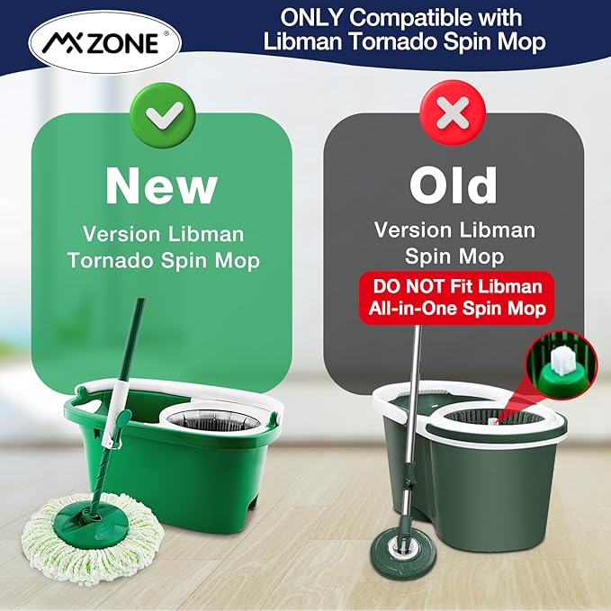 3 Pack Mop Head Replacement for Libman Tornado, Spin Mop Replacement Head 𝐎𝐍𝐋𝐘 Compatible with Libman, Easy to Replace, Machine Washable, Green and White (NOT for Old Version)