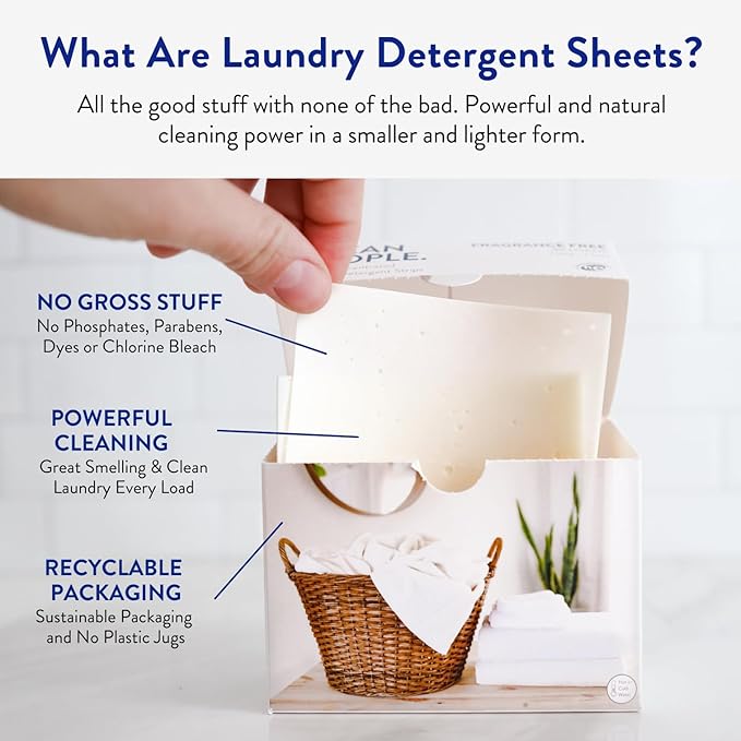 Clean People Laundry Detergent Sheets- Recyclable Packaging, Hypoallergenic, Stain Fighting, Works with All Machines including HE (384 Count, Spring)