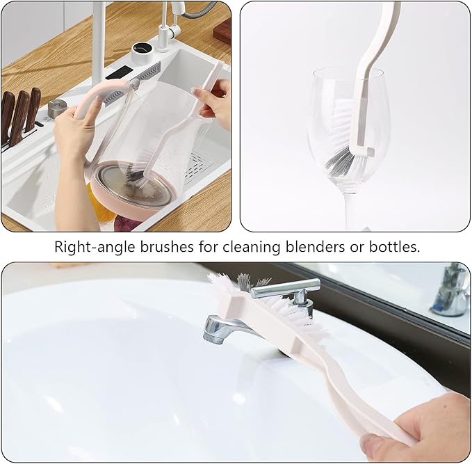 19Pcs Crevice Cleaning Brush Set, Hard Bristle Crevice Cleaner Supplies for Kitchen, Bathroom, Corner, Grout, Sink, Cup, Teapot, Bottle, Blender