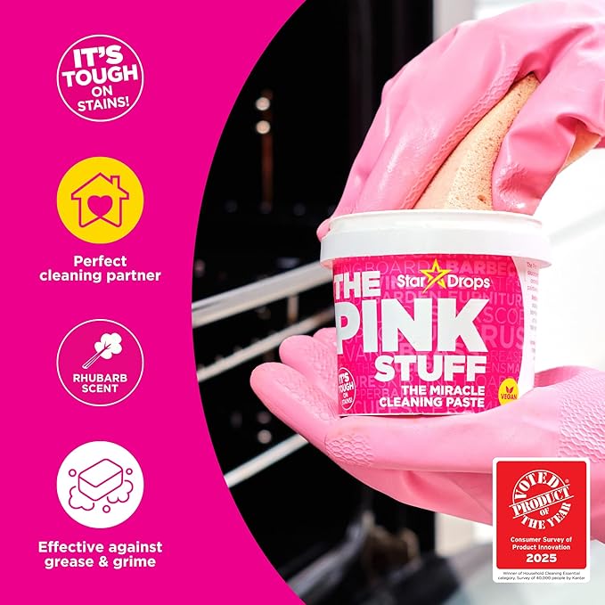 Stardrops The Pink Stuff Miracle Cleaning Bundle – Multi-Purpose Paste, Spray & Cream Cleaner (3-Pack) – Tough on Stains, Gentle on Surfaces