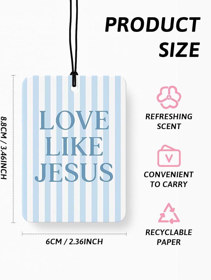 Inspirational Christian Car Air Freshener 4 Pcs, Blue Coquette Bow Religious Hanging Air Freshener for Cars Closet Drawer Books, Girly Christian Car Accessories Mirror Decor for Women
