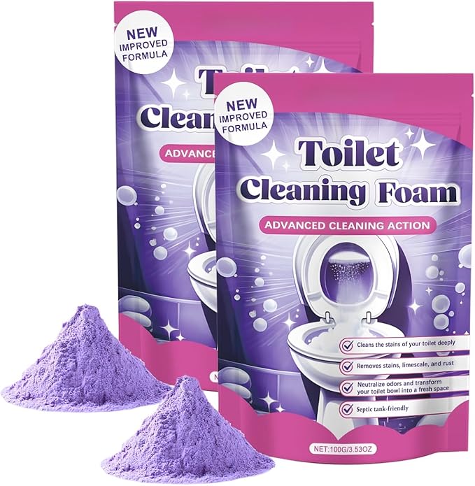 Toilet Cleaning Powder, Powerful Toilet Bowl Cleaner for Removing Stains, Limescale & Odor, Fast Dissolving Foam Cleaner, Easy to Use, Fresh Scent, Septic Safe, 100g (1)