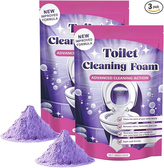 Toilet Cleaning Powder, Powerful Toilet Bowl Cleaner for Removing Stains, Limescale & Odor, Fast Dissolving Foam Cleaner, Easy to Use, Fresh Scent, Septic Safe, 100g (3)