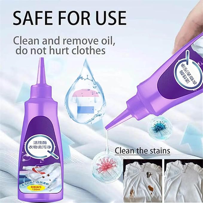 Stain Remover, Active Enzyme Laundry Stain Remover, Laundry Stain Remover Spray, White Shirt Garment Stubborn Stain Cleaner Oil Remover, For Clothes Laundry (2COLORS)