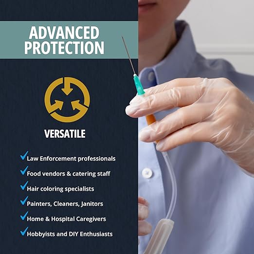 MED PRIDE Disposable Medical Grade Vinyl Exam Gloves, Latex & Powder Free, Ultra-Strong, for Healthcare & Food Handling (sMALL (Pack of 100) 100 Clear)
