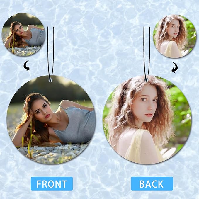 Personalized Photo Car Air Freshener – Custom Double-Sided Print – Fresh Linen Scent – Eco-Friendly, Long-Lasting Fragrance – For Family, Friends, Lovers (Circle)