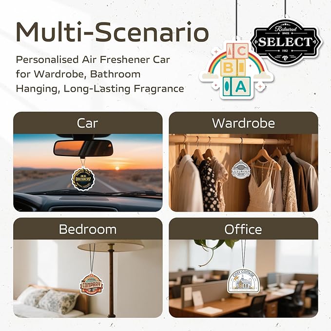 HINFKA 10-1000 Pcs Custom Air Fresheners with Picture – Personalized Double-Sided Car Freshener with Logo or Photo, Bulk Customized Gifts for Business Events and Branding (A01-Logo)