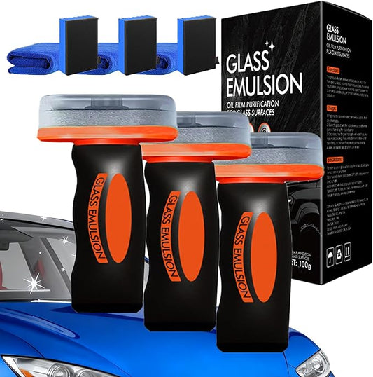 Glass Emulsion Cleaner, 2026 New Upgrade Multi‑Surface Oil Film Cleaning Brush For Auto & Household Glass, Handheld GlassDegreaser For Shower Window Windshield (3PCS)