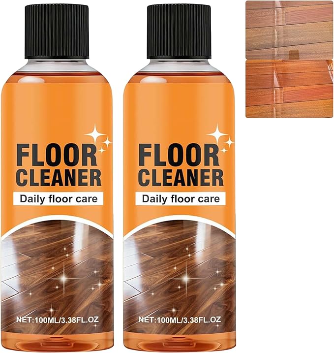 5 in 1 Floor Cleaner Polish - Hardwood Floor Cleaner for Mopping, Stain & Odor Remover, Natural Shine Restorer for Tile, Laminate, Kitchen, Bathroom Floors (2Pcs)