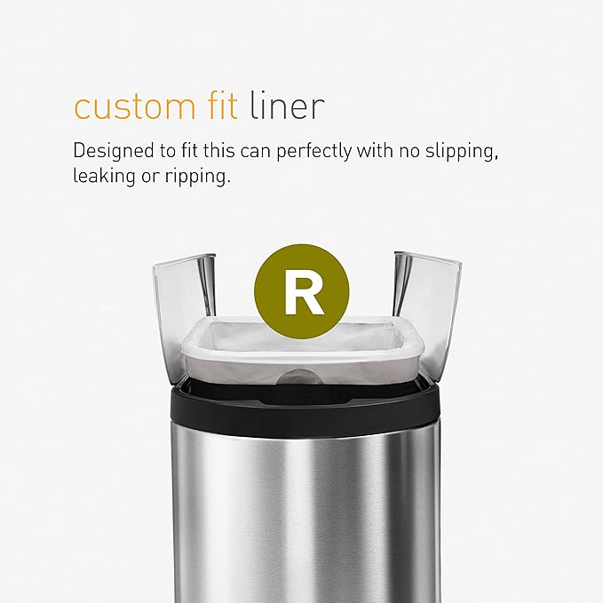 simplehuman Code R 100 Count, Dispenser Pack Custom Fit Liners, Drawstring Trash Bags, 10 Liter / 2.6 Gallon, White