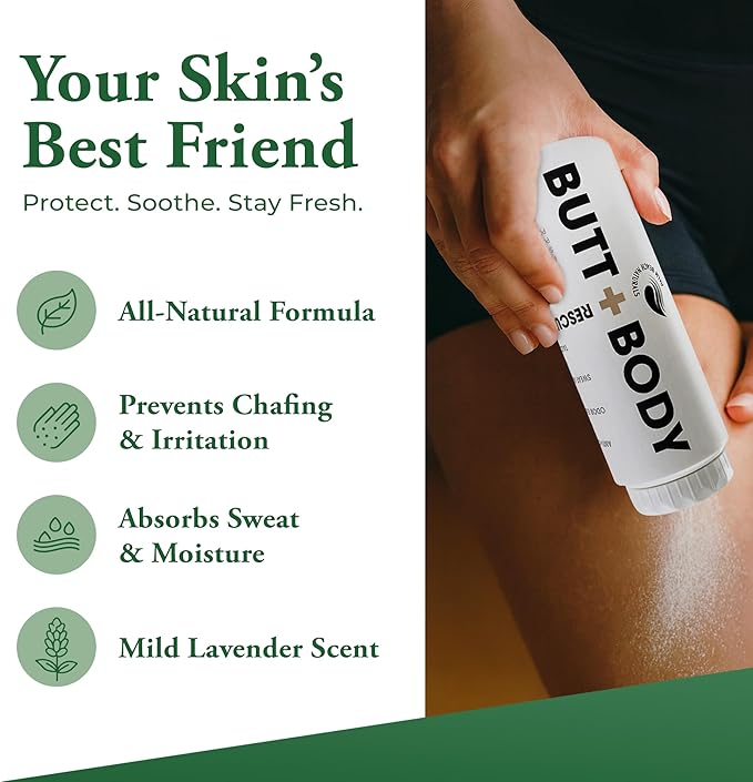 Palm Beach Naturals Butt & Body Rescue Powder for Men & Women – Whole Body Deodorant Absorbs Sweat, Controls Odor & Chafing with Cooling Sensation – Naturally Protects Skin, Talc Free – 4oz