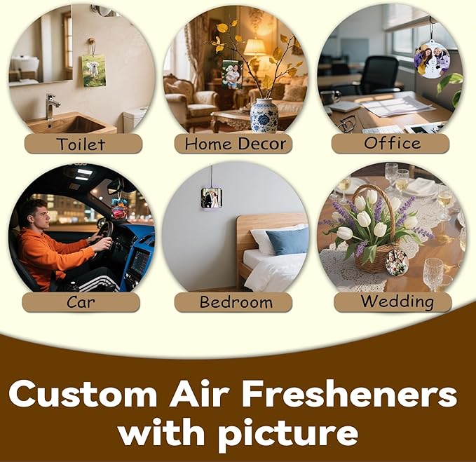 10-1000Pcs Custom Logo Car Air Fresheners Bulk, Custom Air Fresheners with Picture Double Sided, Personalized Air Freshener for Car, Suitable for Custom Gifts for Branding Business Events (Horizontal)