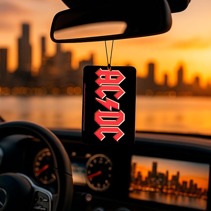 Rocksax AC/DC Logo Hanging Air Freshener – Long-Lasting Vanilla Car Air Freshener for Home & Office – Double-Sided Print Rock Band Memorabilia Car Fresheners