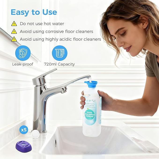 775ML Mop Refillable Bottle, 2000mAh Rechargeable Battery Pack, 20 Pack Mop Pad Refills for Swiffer® Mop
