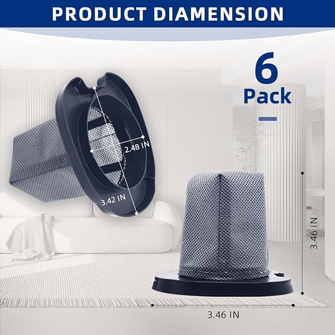 6 Pack CH701 Vacuum Filters Replacement Compatible with Shark Cyclone PET Handheld Vacuum AA701, CH701, CH701C, CH700WM, CH700, CH700C, CH701QGN, CH701QBL, Compare to Part XDCFCH700