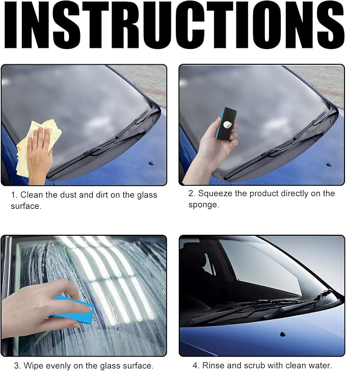 XIRUJNFD Car Glass Oil Film Cleaner, Water Spot Remover for Cars, Glass Film Removal Cream, Glass Oil Film Remover for Car (2 Set)