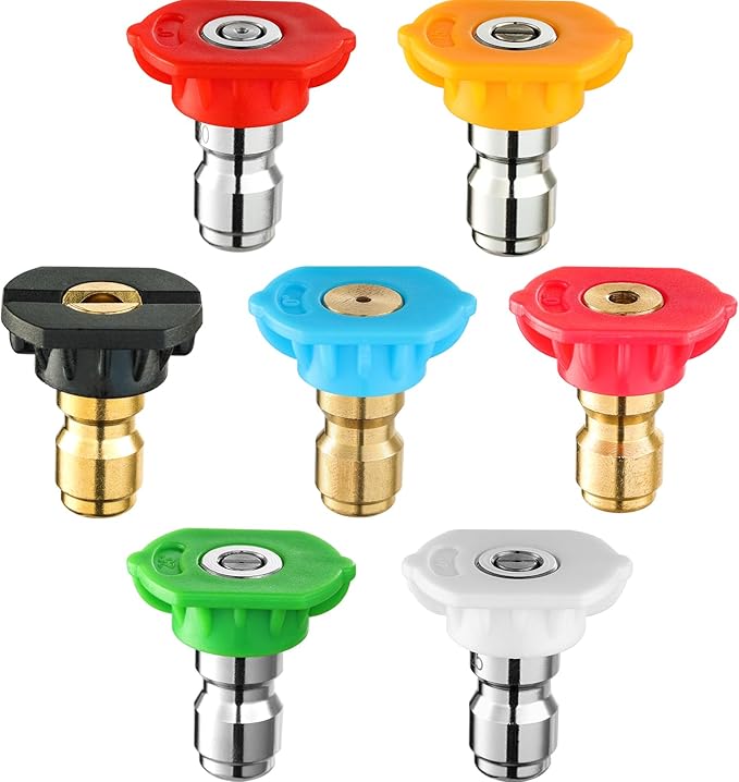 Twinkle Star 1/4 INCH 7-Pack Pressure Washer Nozzle Tips Set, Stainless Steel & Brass, Multiple Degrees & Soap & Rinse Nozzles, Up to 4000 PSI