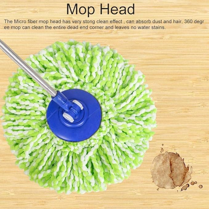 Spin Mop Head Refills Microfiber Round Spin Mop Head Replacement for Universal Spin Mop System Perfect for Home Commercial Use (Green+White)