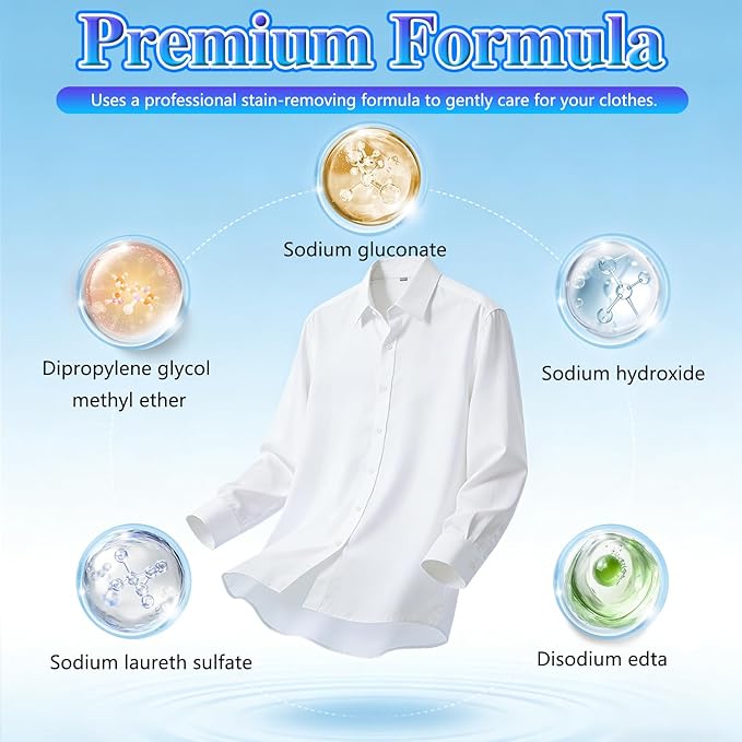 2PCS Non Ionic Clothing Emulsifier Stain Remover, Powerful Laundry Stain Remover Spray, Non Ionic Emulsifier Clothing Cleaner for Grease, Oil, Food on Clothes & Shoes (60ML)
