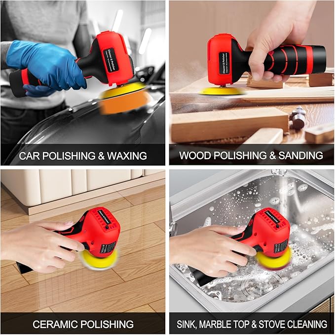 Cordless Sander, 3" Palm Sander with 16.8V 3.0Ah Li-ion Battery, 3500RPM Mini Polisher, 19 Accessories Sanders Tool for Sanding/Polishing/Waxing/Cleaning