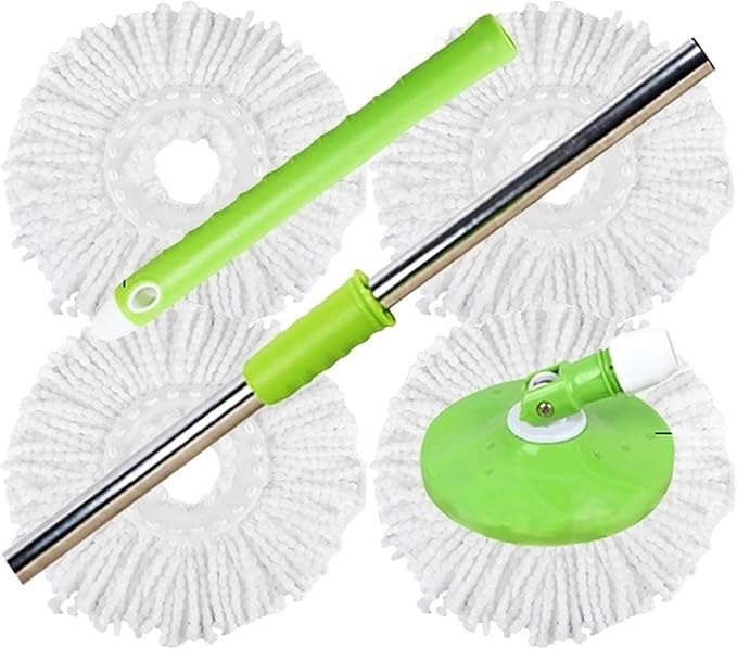 4 Pcs Mop Head Spin Mop Replacement Head Round Shape Standard Size Microfiber Mop Head Refills with 360° Magic Mop Easy Cleaning (B)