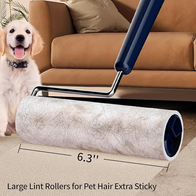 Lint Roller Refills 6.3'' 4 Refills/240 Sheets, Large Surface Sticky Rollers for Clothes Furniture Floor Pet Hair (4 Refills/240 Sheets)