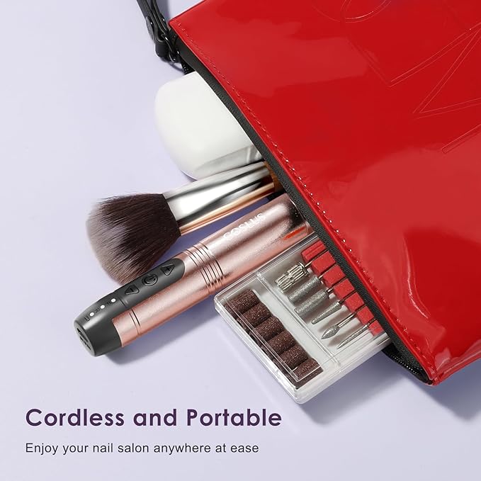 COSLUS C20 Cordless Nail Drill Electric File: Professional for Acrylic Gel Dip Powder Nails Portable Nail Drill Machine Kit for Manicure Pedicure Nail Set with Everything Rechargeable Lightweight