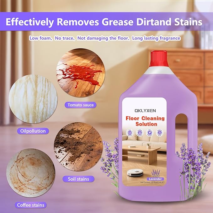 82FL OZ/2.42 L Lavender Scent Floor Cleaning Solution Compatible with Roborock Robot Vacuum (Qrevo/Q7/Q10/Saros 10R/F25), Floor Cleaner for All Robot Vacuums & Cordless Wet Dry Vacuum with Mopping