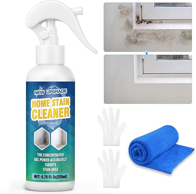 Powerful Mold Stain Cleaner, Multi-Surface Cleaning Spray for Walls, Tiles, Grout, Ceilings, Decks, Sinks, Brick and Washing Machines, Household Interior and Exterior Stain Remover