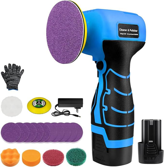 Cordless Sander, 3" Palm Sander with 16.8V 3.0Ah Li-ion Battery, 3500RPM Mini Polisher, 19 Accessories Sanders Tool for Sanding/Polishing/Waxing/Cleaning
