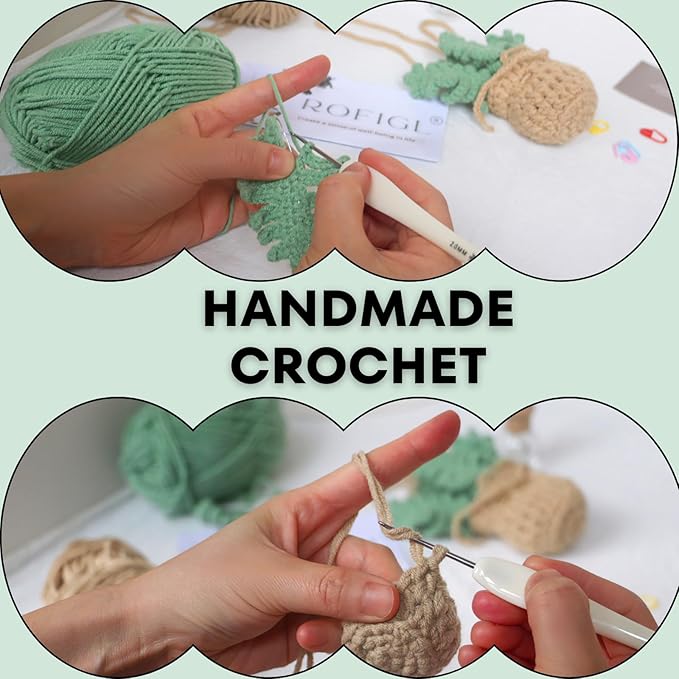 Handmade Crochet Hanging Car Air Freshener - Botanical Fern Leaf Design with 12ml Refillable Glass Essential Oil Bottle, Long-Lasting Car Diffuser & Nature-Inspired Decor